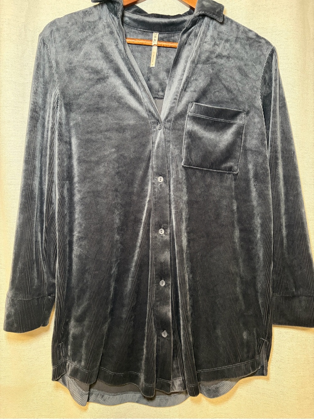Soma Velvet-Look Button-Up Shirt M